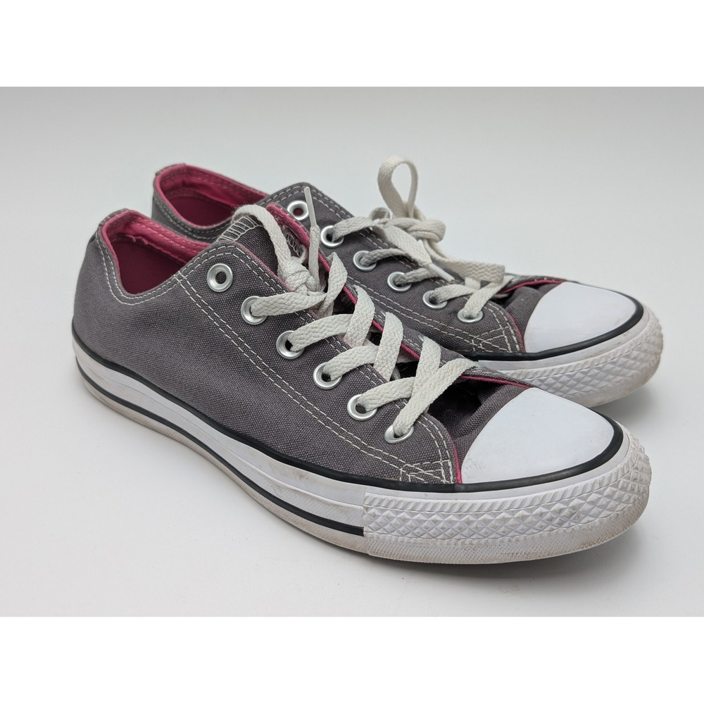 Converse Sneakers Women 8 Grey Chuck Taylor All Star Low Top 53443F Pink Lining